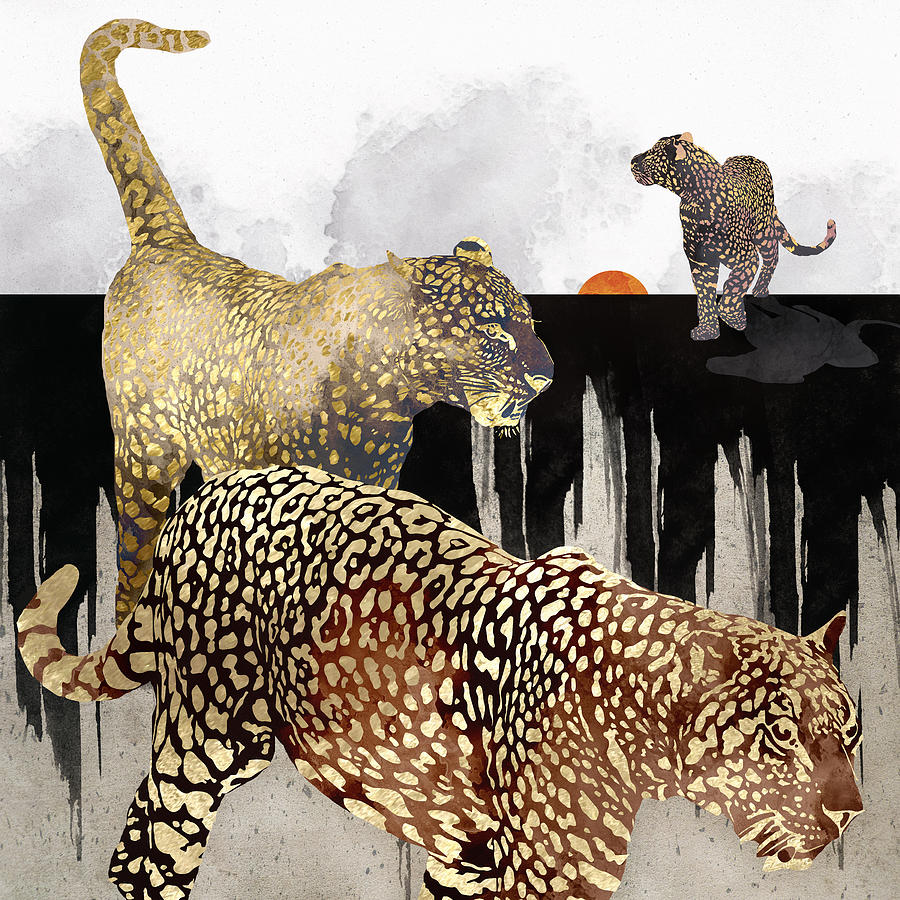 Nature Digital Art - Minimal Leopards by Spacefrog Designs