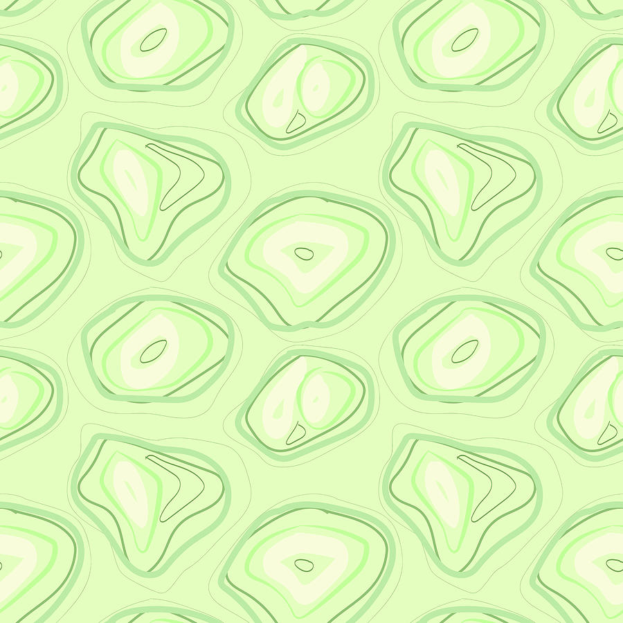 Minimal Organic Shapes Pattern - Tea Green Digital Art