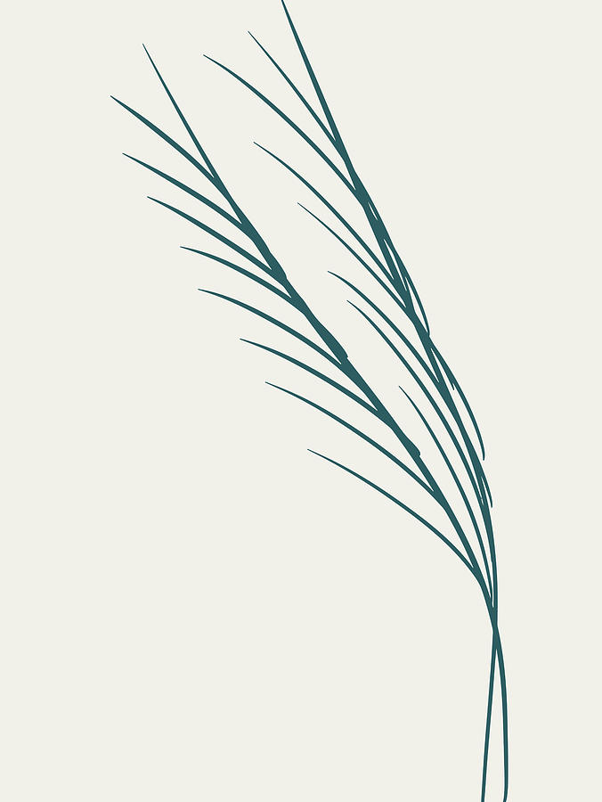 Abstract Digital Art - Minimal Palm Frond I by Ink Well