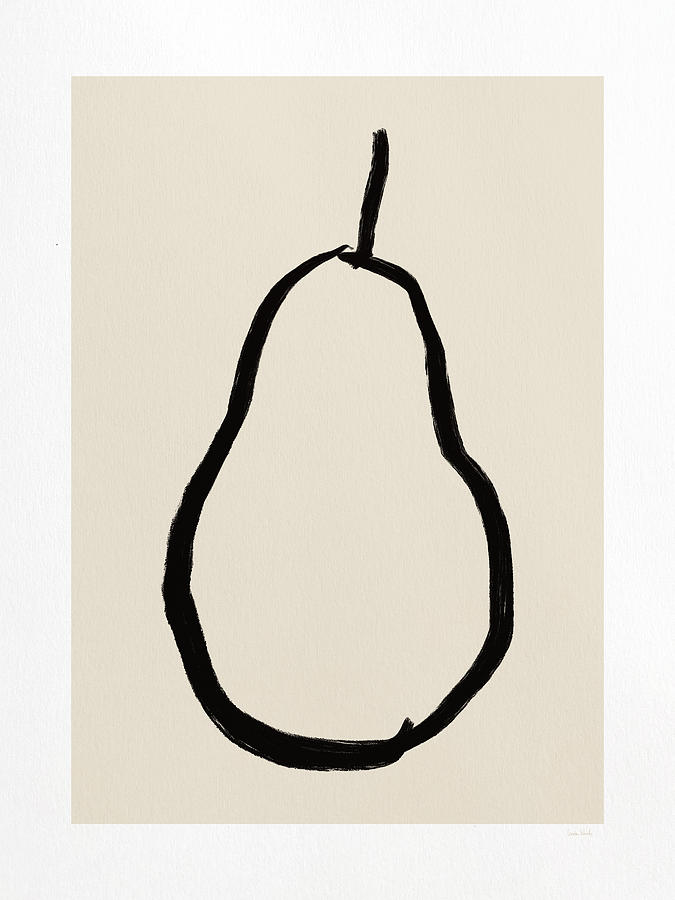 Minimal Pear Sketch- Art by Linda Woods Mixed Media by Linda Woods