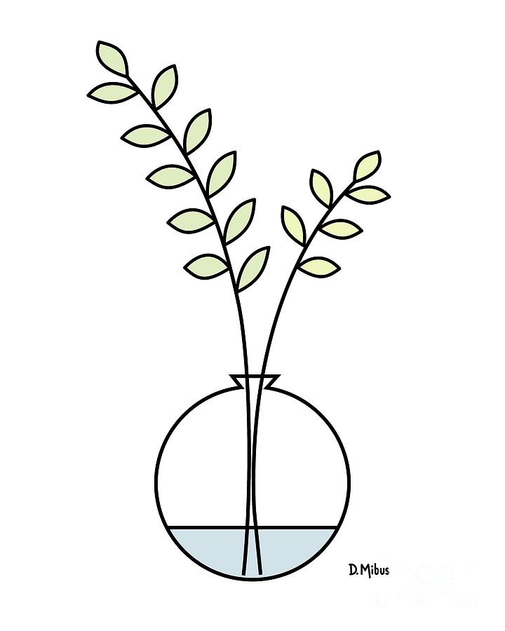 Minimal Plant in Vase 1 Digital Art by Donna Mibus