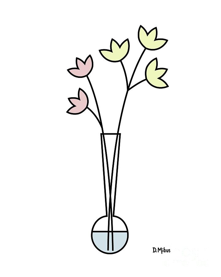 Minimal Plant in Vase 3 Digital Art by Donna Mibus