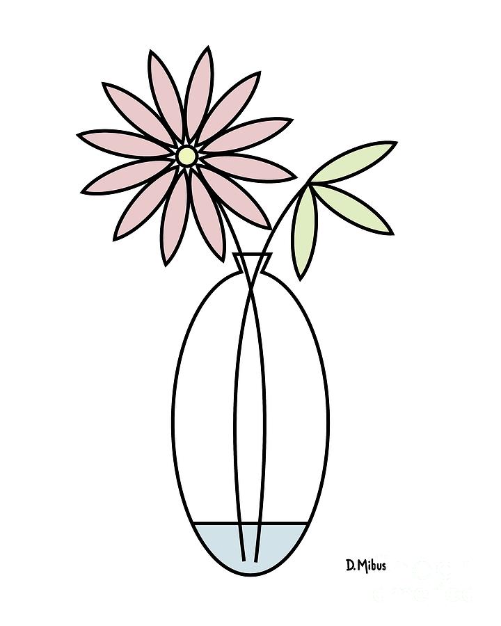 Minimal Plant in Vase 4 Digital Art by Donna Mibus