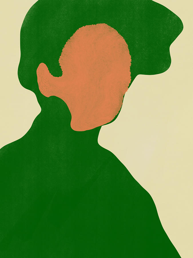 Minimal portrait in green Painting by Little Dean - Fine Art America