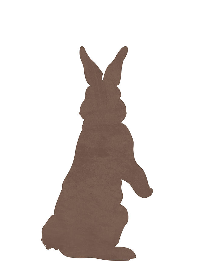 Minimal Rabbit Silhouette - Scandinavian Nursery Decor - Animal Friends - For Kids Room - Brown Mixed Media by Studio Grafiikka