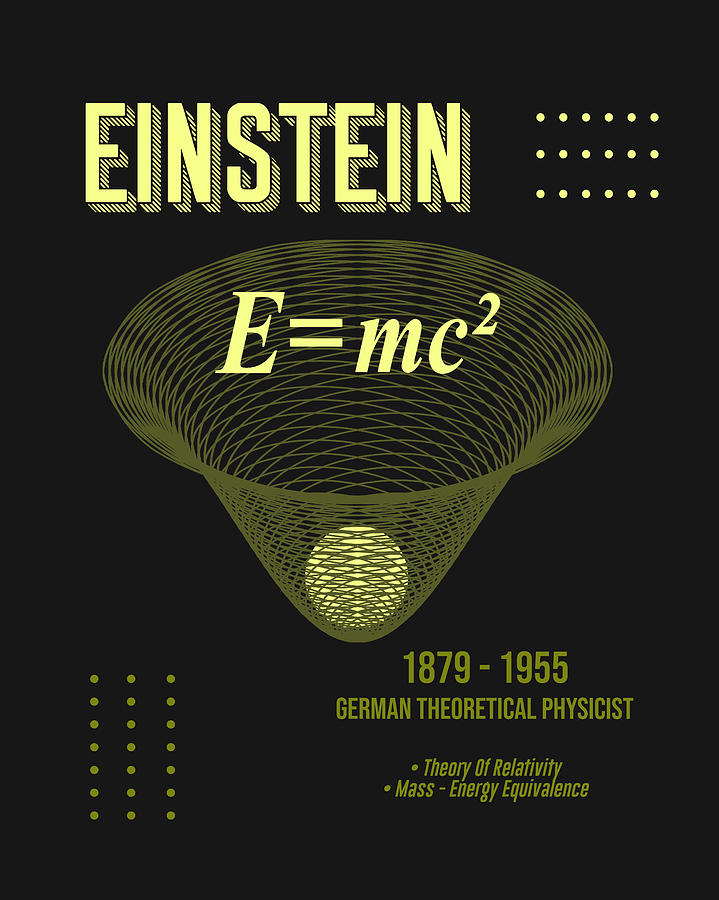 Albert Einstein Digital Art -  Minimal Science Poster - Albert Einstein - Theoretical Physicist by Studio Grafiikka