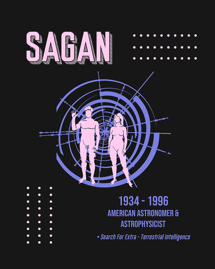 Planet Digital Art - Minimal Science Poster - Carl Sagan - Astronomer, Astrophysicist by Studio Grafiikka