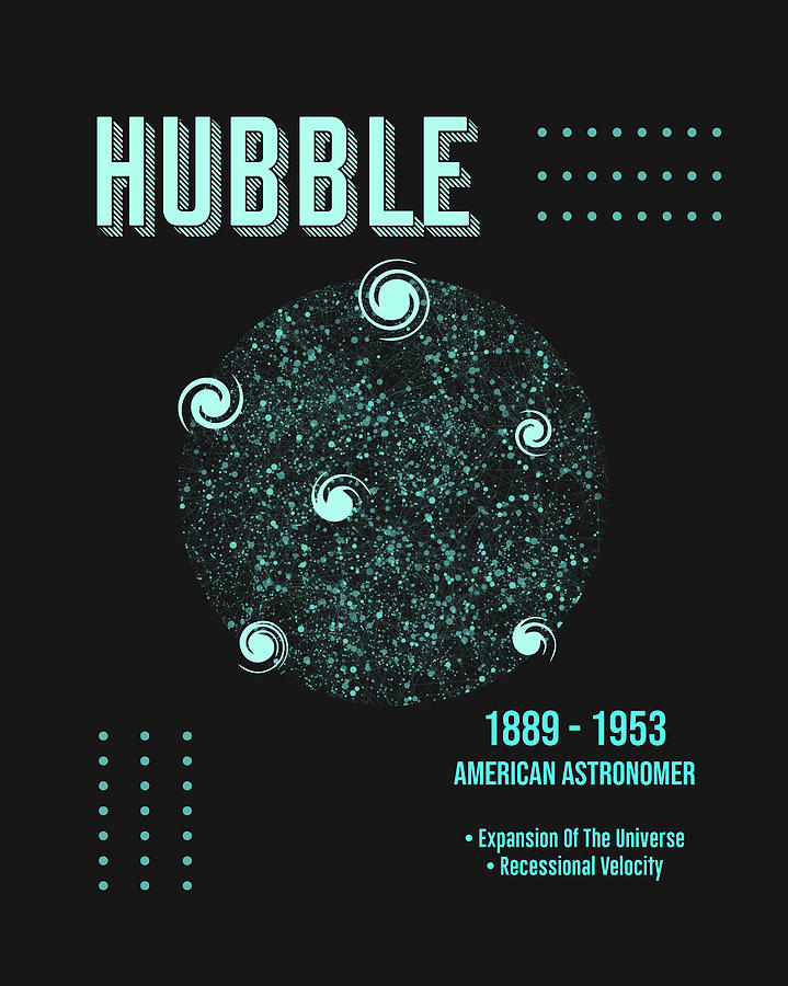 Telescope Digital Art - Minimal Science Poster - Edwin Hubble - Astronomer, expansion of the universe by Studio Grafiikka