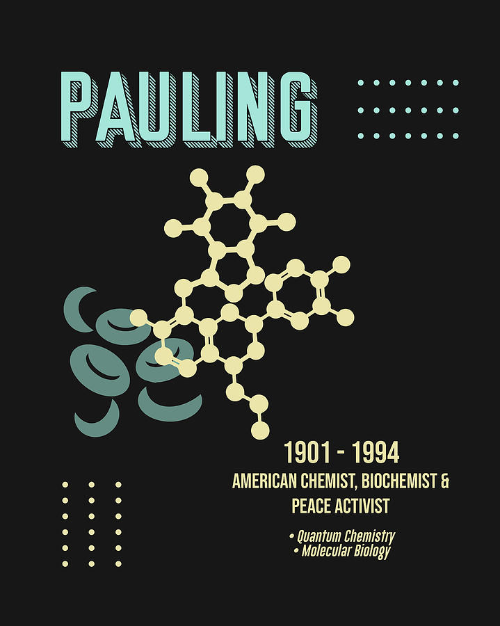 Minimal Science Poster -  Linus Pauling - Chemist, Biochemist, Peace Activist Digital Art by Studio Grafiikka
