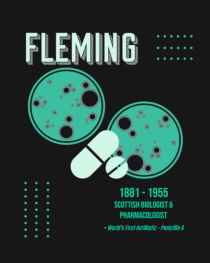 Vintage Digital Art - Minimal Science Posters - Alexander Fleming 01 - Biologist, Pharmacologist by Studio Grafiikka