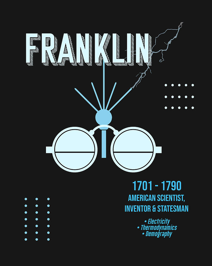 Vintage Digital Art - Minimal Science Posters - Benjamin Franklin 01 - Scientist, Inventor, Statesman by Studio Grafiikka