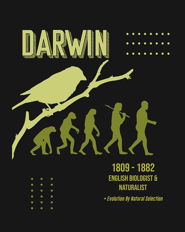 Minimal Science Posters - Charles Darwin 01 - Biologist, Naturalist Digital Art by Studio Grafiikka