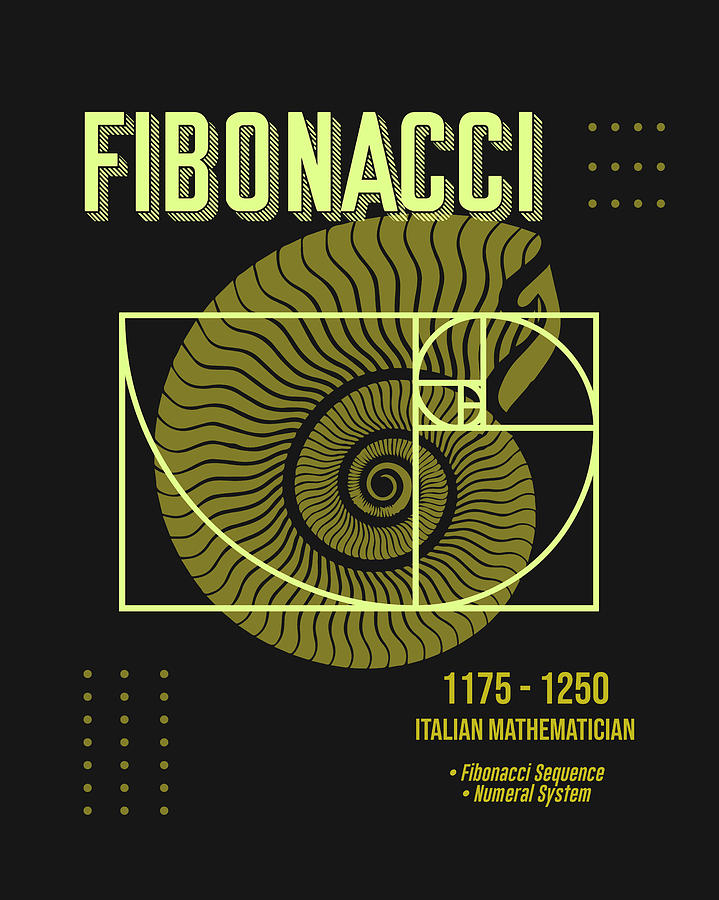 Minimal Science Posters - Fibonacci 01 - Mathematician Digital Art by Studio Grafiikka