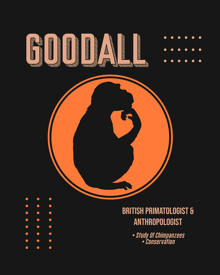 Minimal Science Posters - Jane Goodall - Primatologist, Anthropologist  Digital Art by Studio Grafiikka