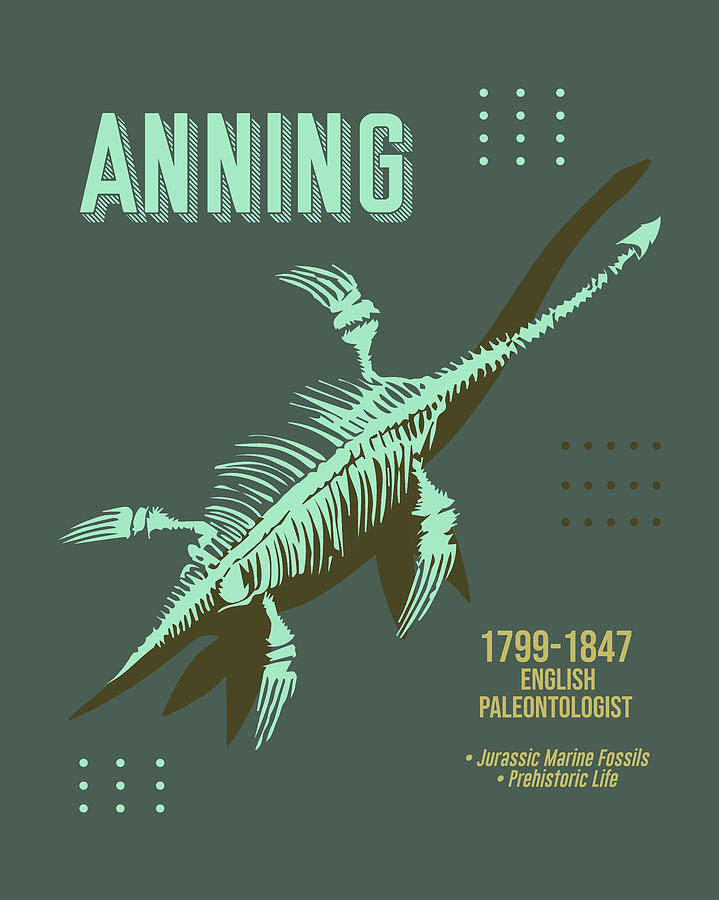 Minimal Science Posters - Mary Anning 01 - Paleontologist Digital Art