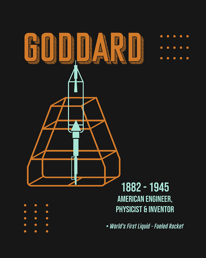 Vintage Digital Art - Minimal Science Posters - Robert.H.Goddard 01 - Engineer, Physicist, Inventor by Studio Grafiikka