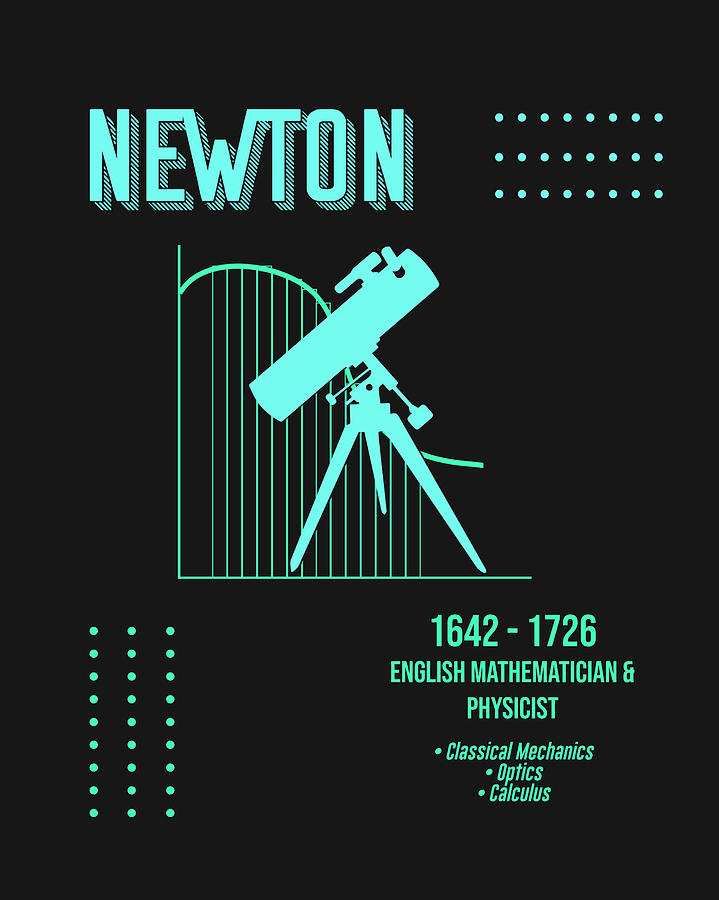 Vintage Digital Art - Minimal Science Posters - Sir Isaac Newton 01 - Physicist, Mathematician, Astronomer by Studio Grafiikka