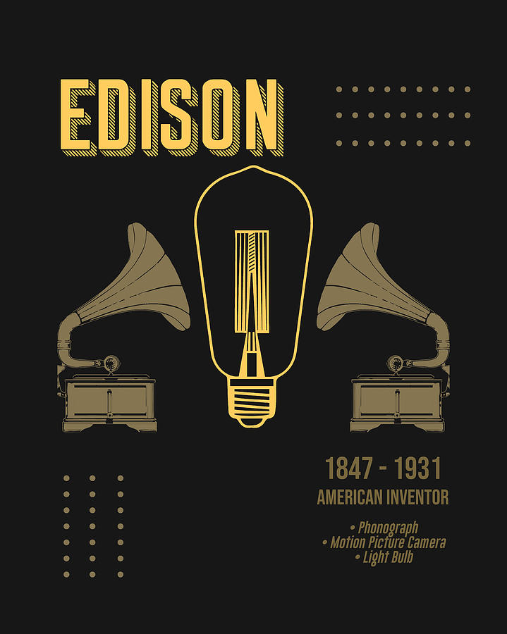 Tool Digital Art - Minimal Science Posters - Thomas Alva Edison 01 - Inventor by Studio Grafiikka