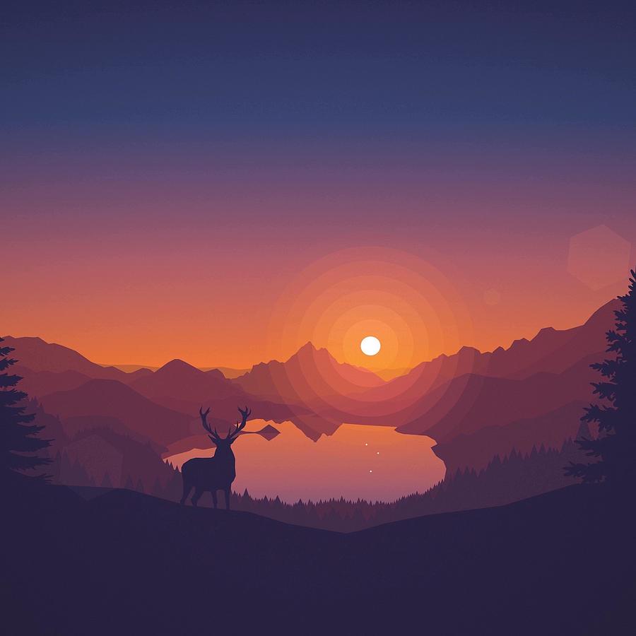 Minimal Sunset Digital Art by Crbn Design - Pixels