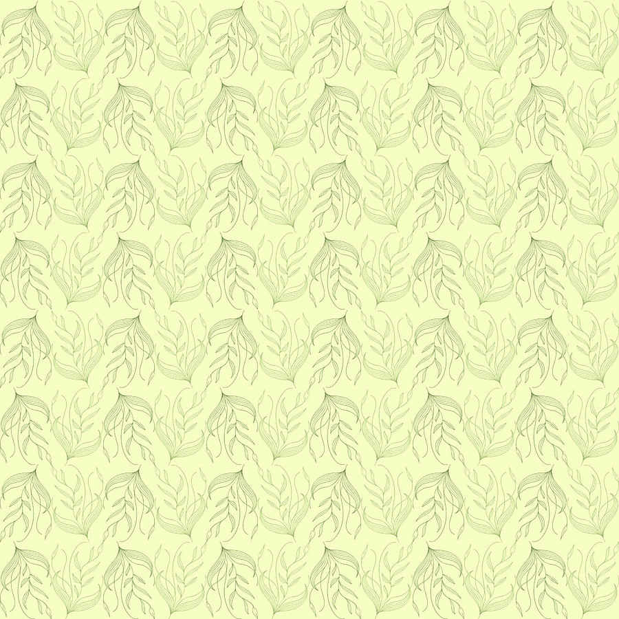 Minimal Tropical Leaves Pattern - Cream Digital Art