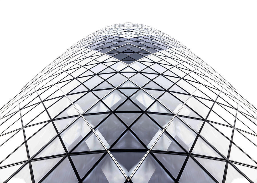 Minimal view of the Gherkin skyscraper of London. Photograph by Artur Debat