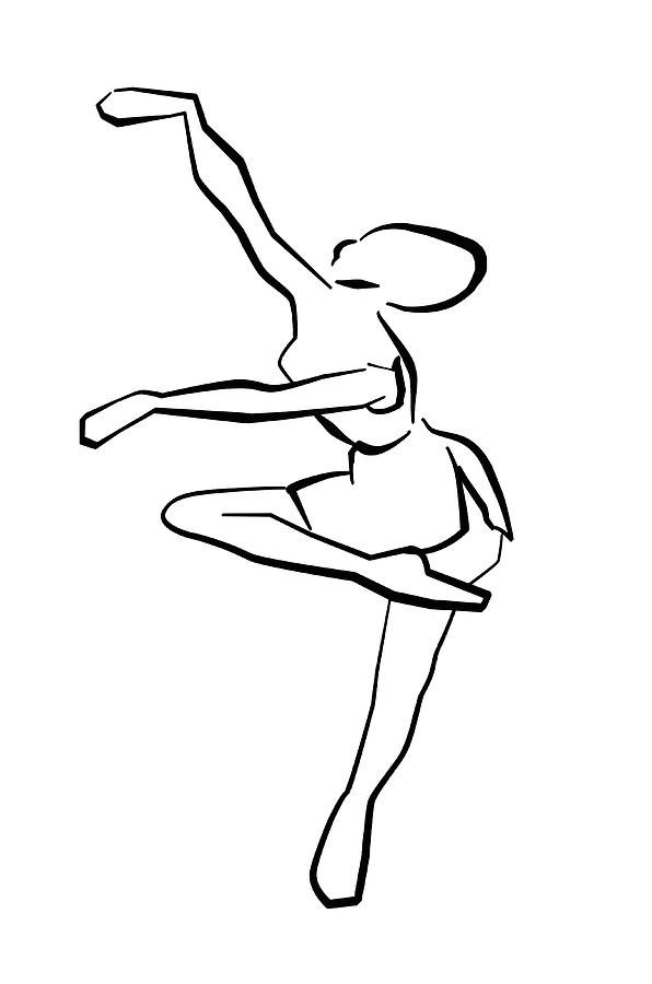 Minimalist Ballet Line Art Drawing 1i Mixed Media by Reaves