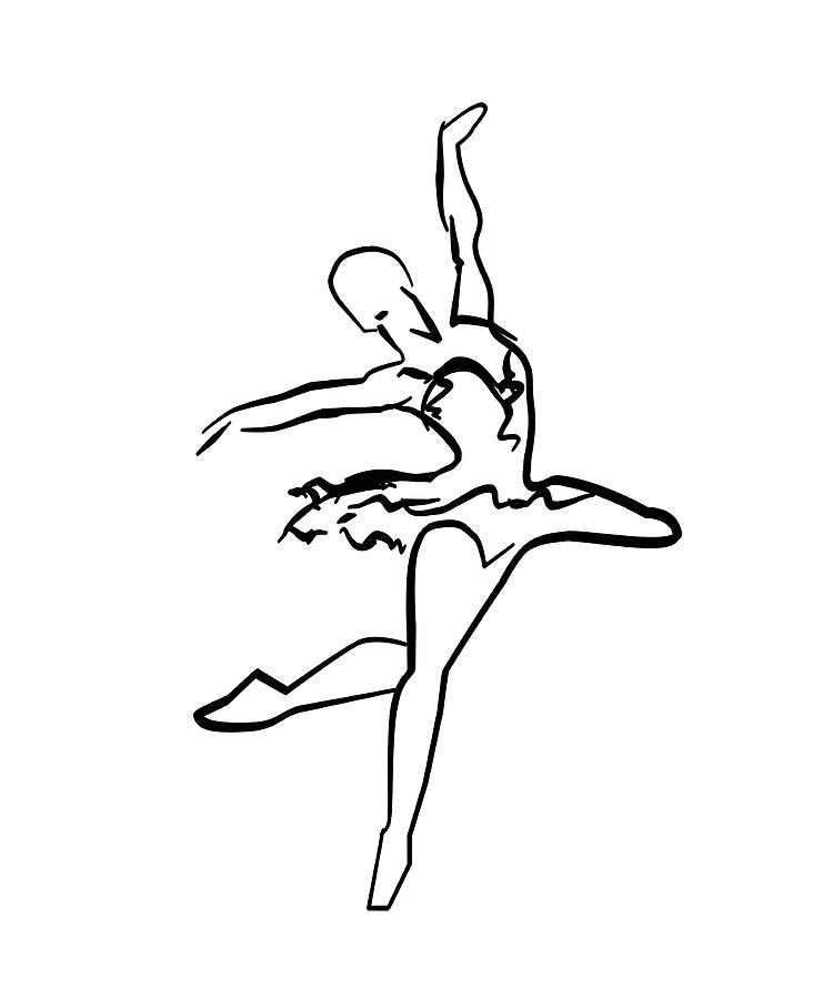 Minimalist Ballet Line Art Drawing 1u Mixed Media by Brian Reaves - Fine Art