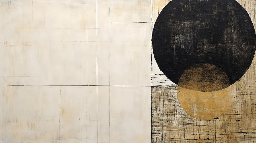 Minimalist Black and Gold Painting by Lourry Legarde
