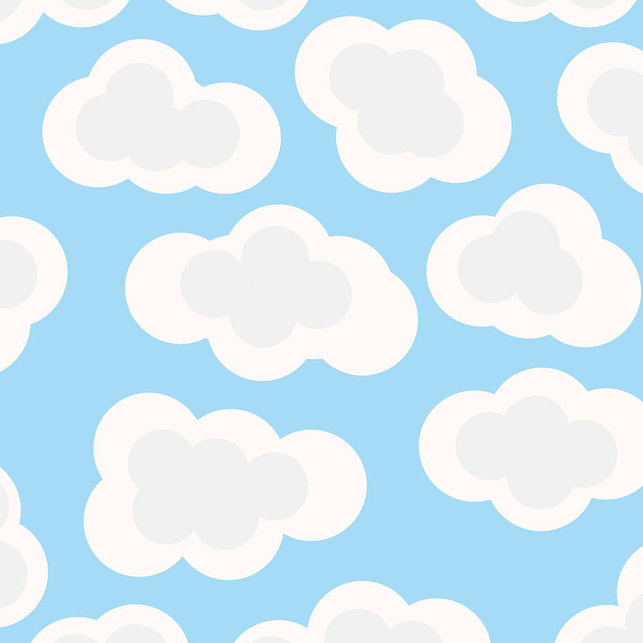 Minimalist Blue Sky With Puffy White Clouds Digital Art