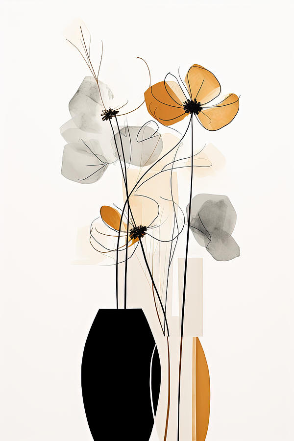 Minimalist Flowers in a Vase Painting by Lourry Legarde
