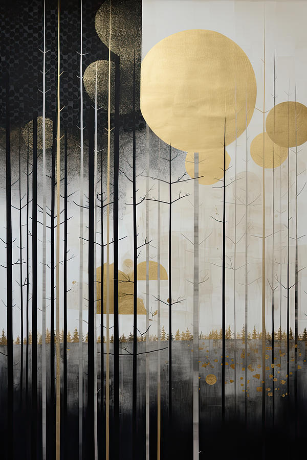 Minimalist Forest Art Painting by Lourry Legarde