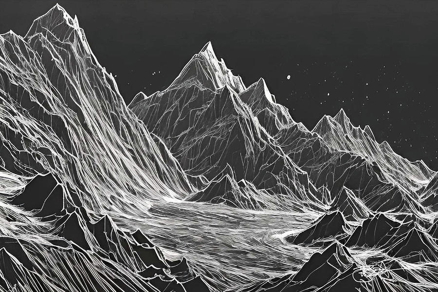 Minimalist Geometry Mountain Range 42 Digital Art by Benito Del Ray ...