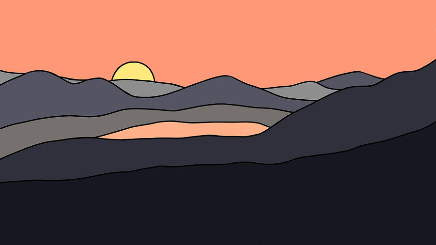 Minimalist Landscape Sunset Design 287 - art by Lucie Dumas Digital Art by Lucie Dumas