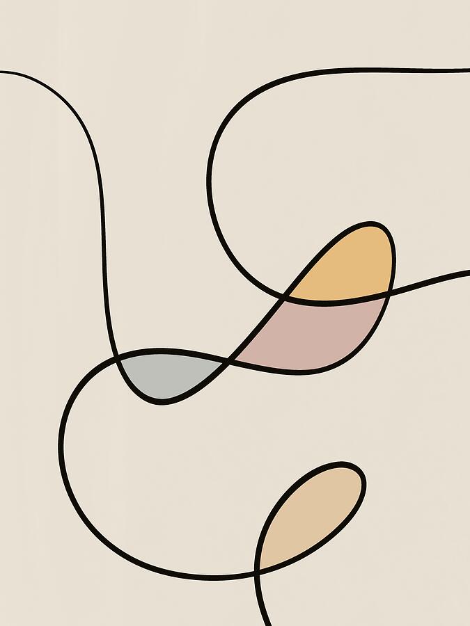 Abstract Painting - Minimalist Lines Art Beige by Little Dean