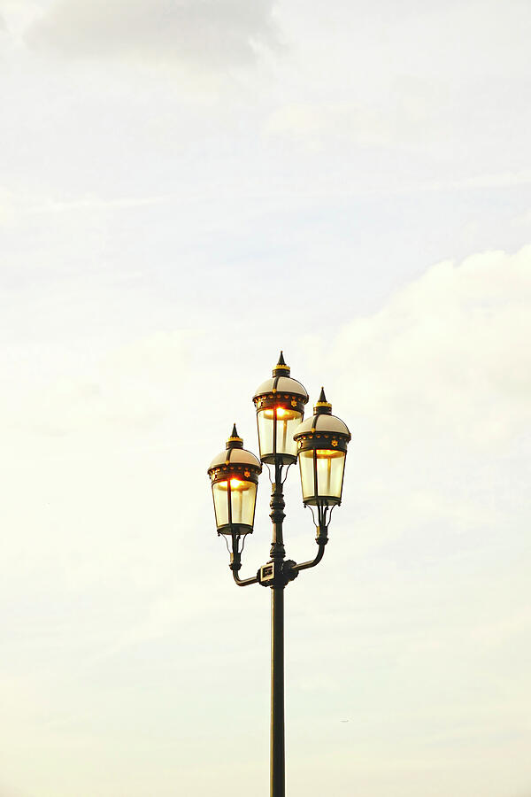 Minimalist London, old english lanterns with a pastel soft sky ...