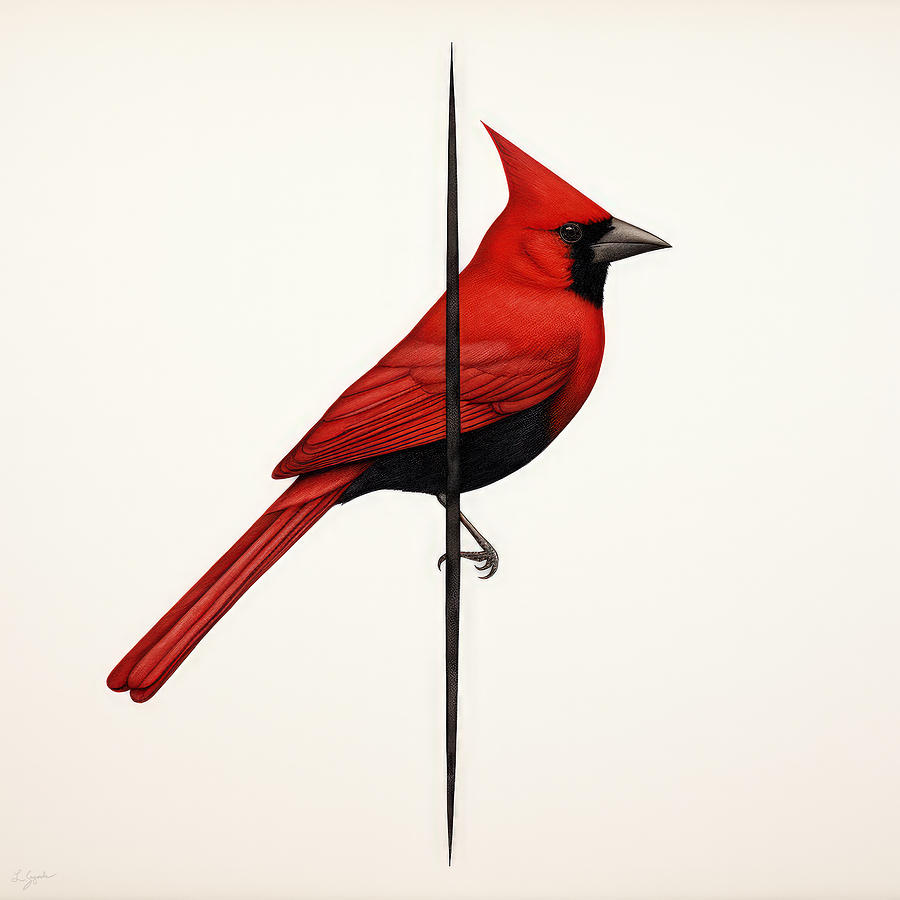 Red Cardinal Painting - Minimalist Maestro by Lourry Legarde