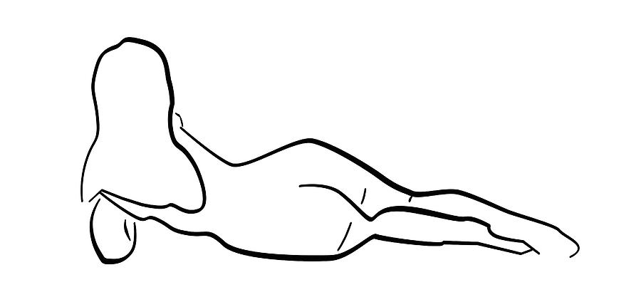 Minimalist Nude Line Art Drawing 3y Mixed Media by Brian Reaves