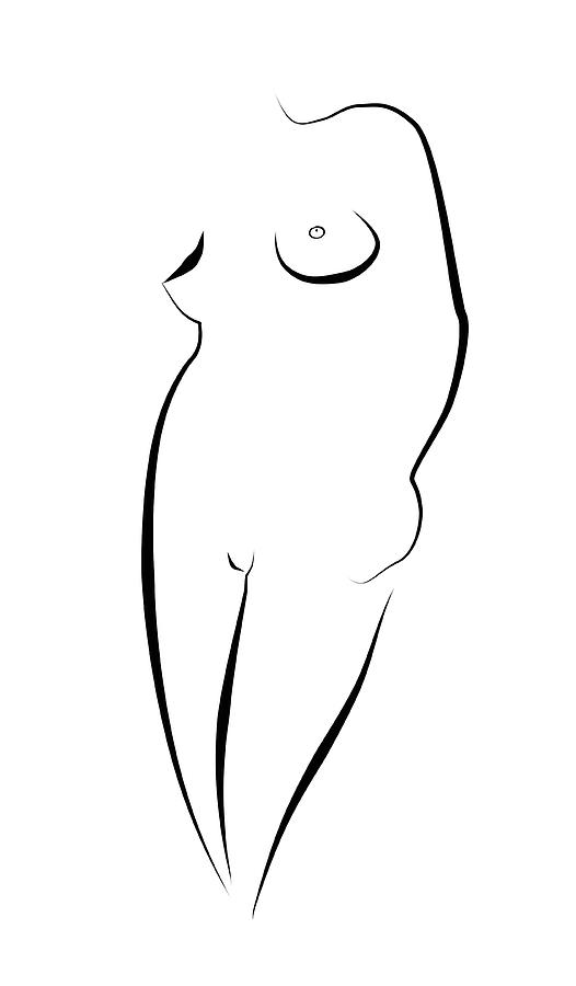 Minimalist Nude Line Art Drawing 4j Mixed Media by Brian Reaves