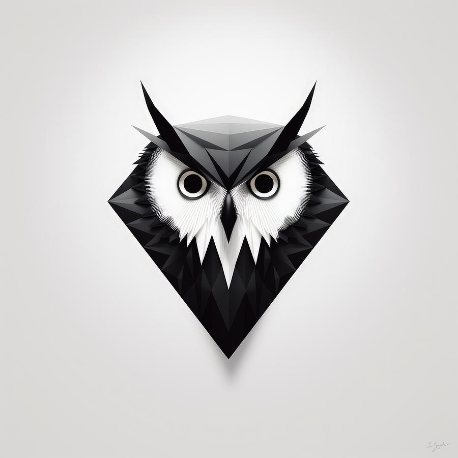 Minimalist Owl Painting by Lourry Legarde