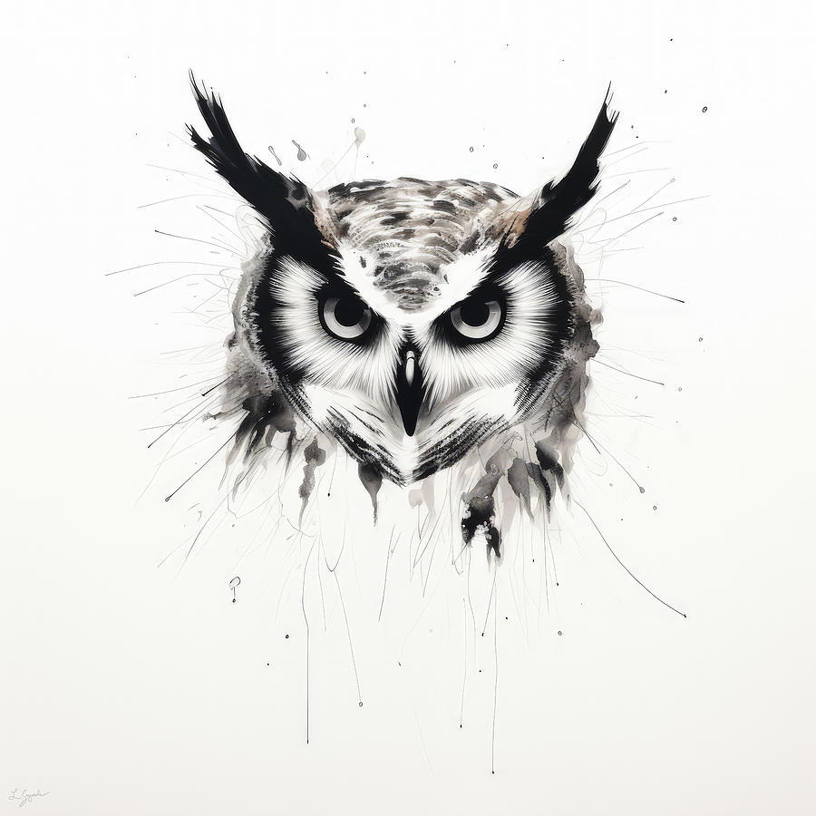 Minimalist Owl Painting Painting by Lourry Legarde