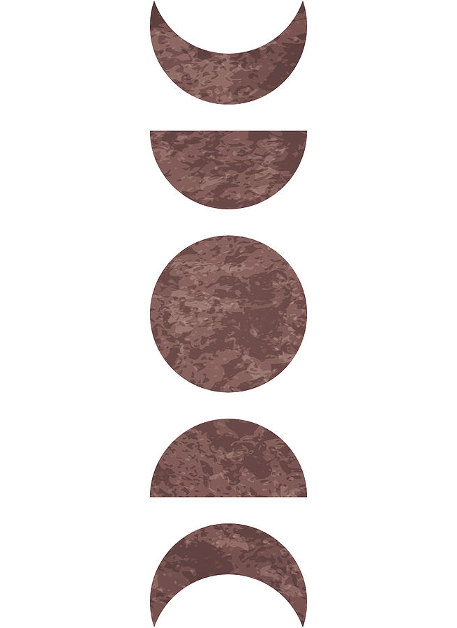 Nature Digital Art - Minimalist Trendy Set Of Moon Phases Arch Abstract Sun And Sun Rays, Poster No 3/6 by Mounir Khalfouf