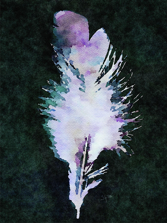 Minimalist Watercolor Feather  Mixed Media by Shelli Fitzpatrick