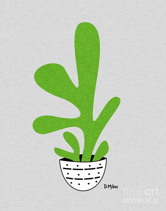 Minimalistic Green Potted Plant Mixed Media by Donna Mibus