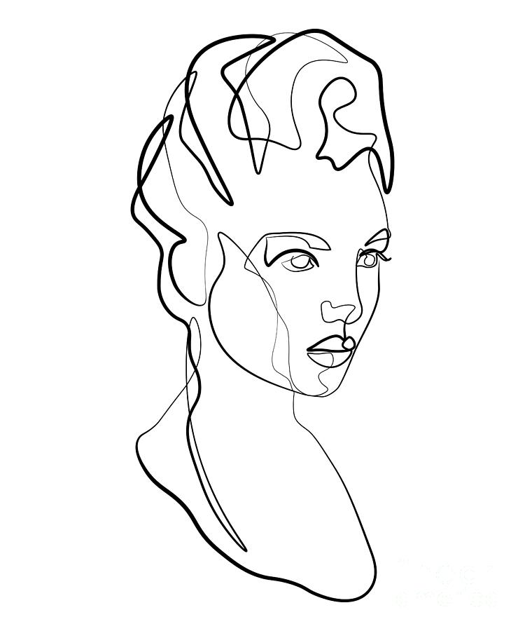 Minimalistic One Line Drawing Womans Face Digital Art by Amusing ...