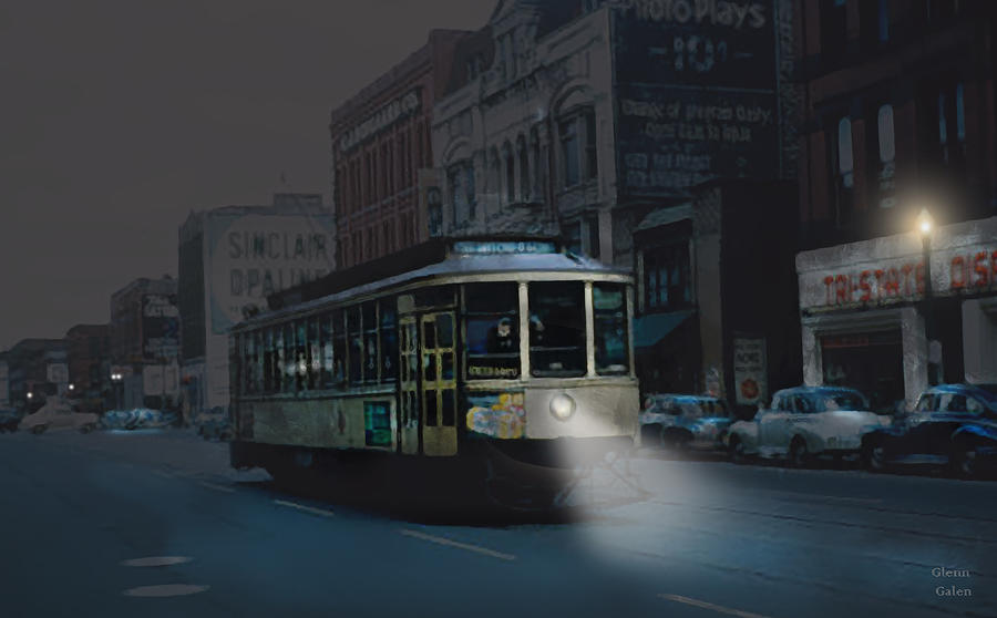 Minneapolis 1952 - Streetcar Digital Art by Glenn Galen