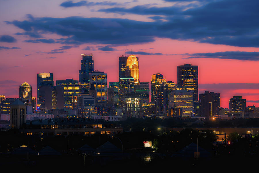 Minneapolis all pretty in pink and blue Photograph by Jay Smith