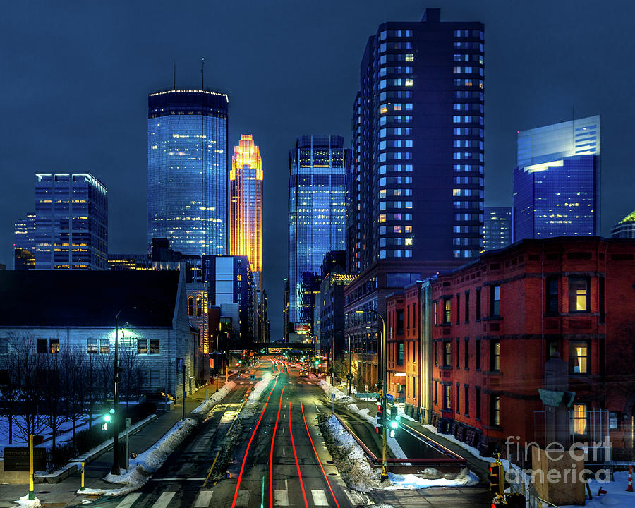 Minneapolis at Night Photograph by Bill Frische