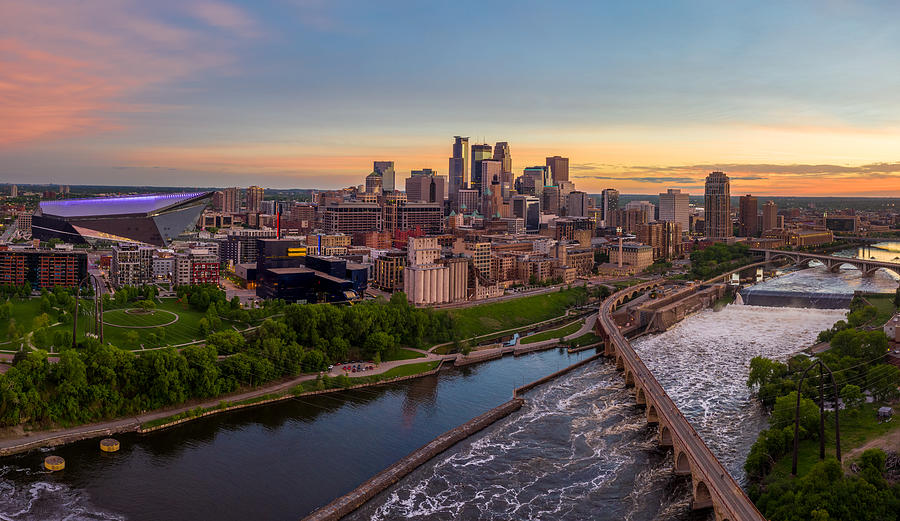Minneapolis From Above at Sunset Photograph by Gian Lorenzo Ferretti Photography