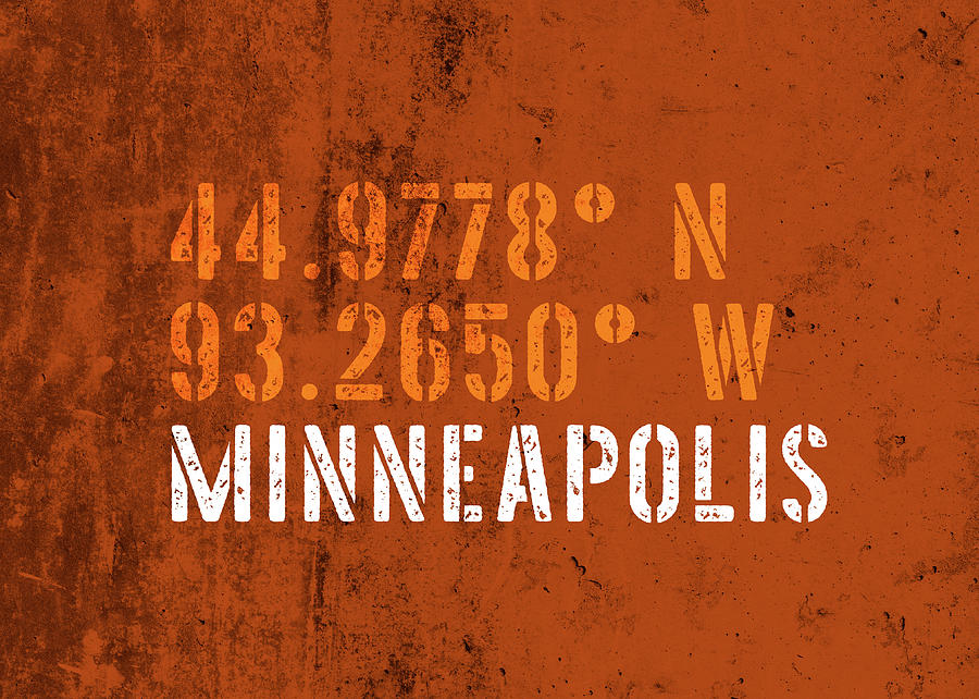 Minneapolis Mixed Media - Minneapolis Minnesota City Coordinates Grunge Distressed Vintage Typography by Design Turnpike