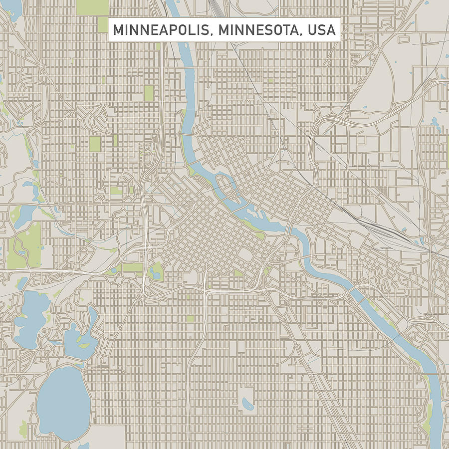 Minneapolis Minnesota US City Street Map Drawing by FrankRamspott